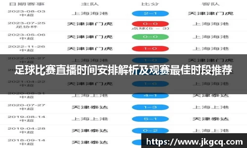 足球比赛直播时间安排解析及观赛最佳时段推荐